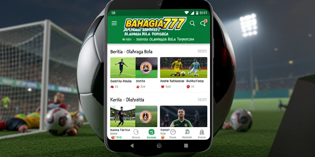 Antarmuka BAHAGIA777 menampilkan berita dan statistik olahraga bola.