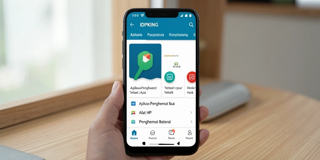 Tampilan antarmuka IDPKING dengan fitur penghemat baterai yang efisien.