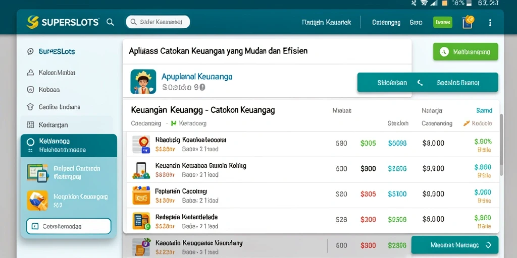 Tampilan antarmuka SUPERSLOTS yang intuitif untuk Catatan Keuangan.